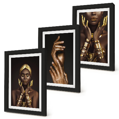 Set 3 tablouri Portrete elegante ale unei femei africane