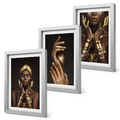Set 3 tablouri Portrete elegante ale unei femei africane