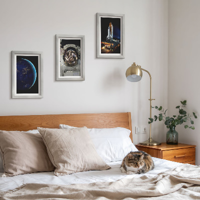 Galerie de perete Vederi spațiale cu Pământul, astronautul și racheta