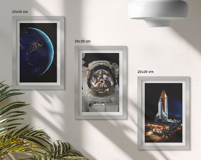 Galerie de perete Vederi spațiale cu Pământul, astronautul și racheta