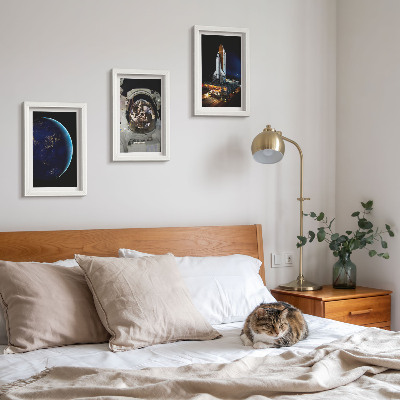 Galerie de perete Vederi spațiale cu Pământul, astronautul și racheta