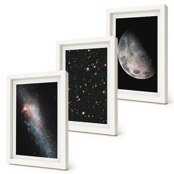 Set 3 tablouri stelele galaxiei și luna plină