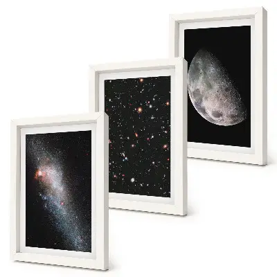 Set 3 tablouri stelele galaxiei și luna plină