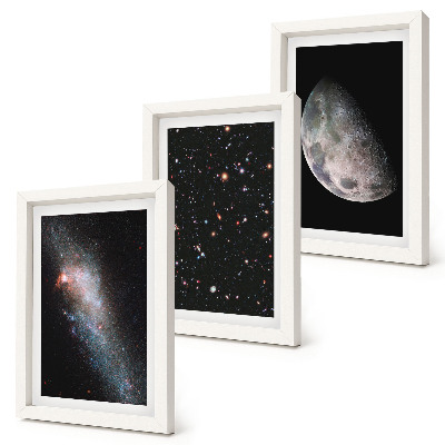 Set 3 tablouri Stelele galaxiei spațiale și luna plină