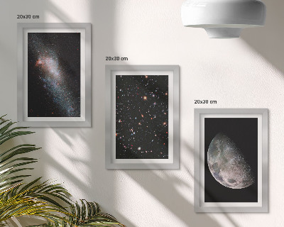 Set 3 tablouri Stelele galaxiei spațiale și luna plină