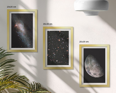 Set 3 tablouri Stelele galaxiei spațiale și luna plină
