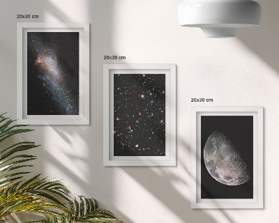 Set 3 tablouri Stelele galaxiei spațiale și luna plină