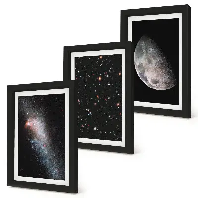 Set 3 tablouri stelele galaxiei și luna plină