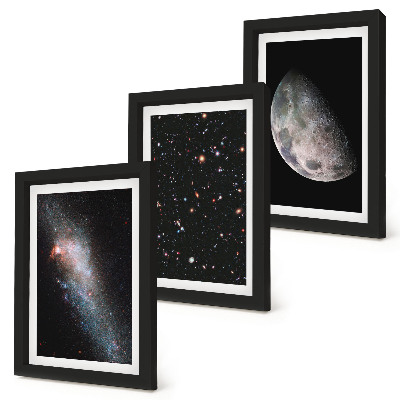 Set 3 tablouri Stelele galaxiei spațiale și luna plină