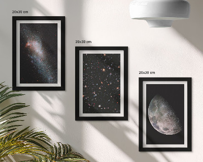 Set 3 tablouri Stelele galaxiei spațiale și luna plină