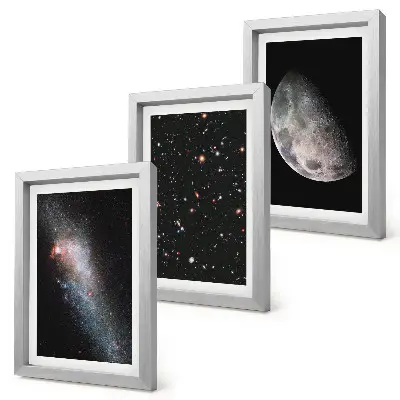Set 3 tablouri stelele galaxiei și luna plină