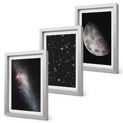 Set 3 tablouri Stelele galaxiei spațiale și luna plină