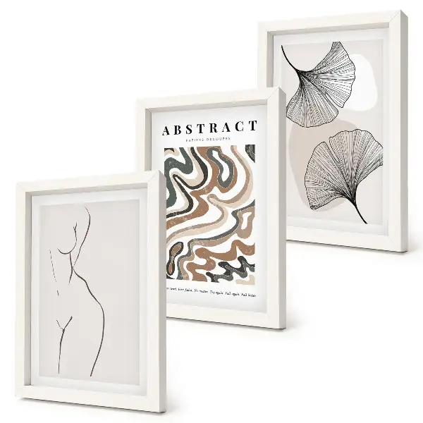 Galerie de perete poster abstract cu forme feminine și frunze în stil boho