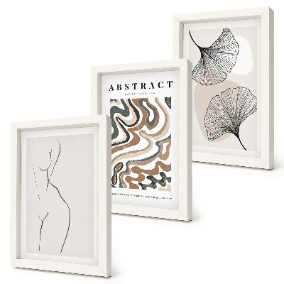 Galerie de perete Poster abstract cu forme feminine, frunze, stil boho