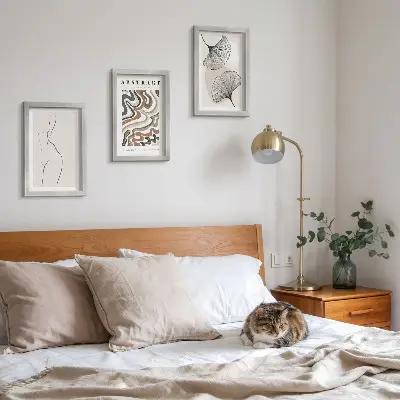Galerie de perete poster abstract cu forme feminine și frunze în stil boho