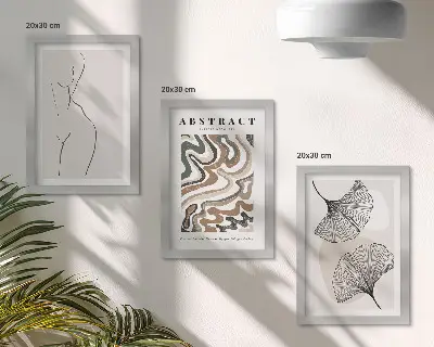 Galerie de perete poster abstract cu forme feminine și frunze în stil boho