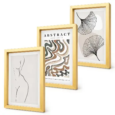 Galerie de perete poster abstract cu forme feminine și frunze în stil boho