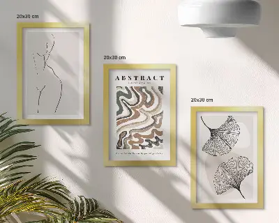 Galerie de perete poster abstract cu forme feminine și frunze în stil boho