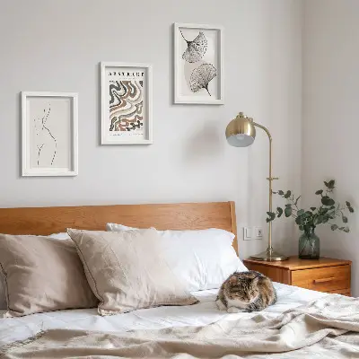 Galerie de perete poster abstract cu forme feminine și frunze în stil boho