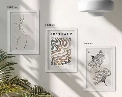 Galerie de perete poster abstract cu forme feminine și frunze în stil boho