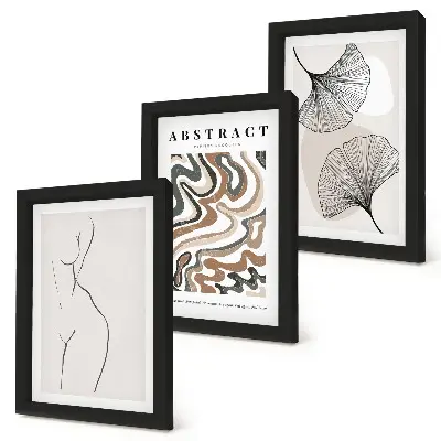 Galerie de perete poster abstract cu forme feminine și frunze în stil boho