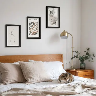Galerie de perete poster abstract cu forme feminine și frunze în stil boho