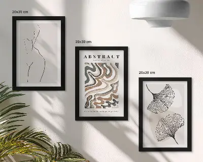 Galerie de perete poster abstract cu forme feminine și frunze în stil boho