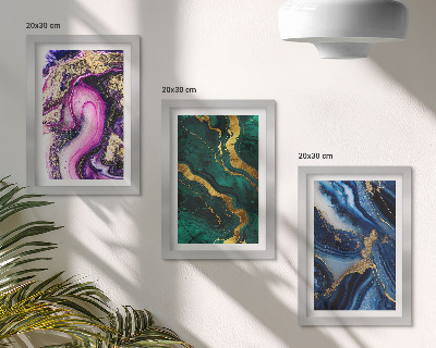 Set 3 tablouri Modele abstracte în nuanțe de roz, verde și albastru