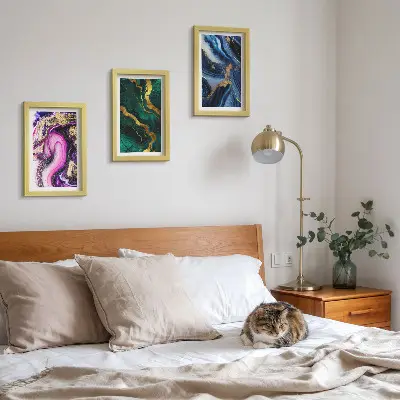 Set 3 tablouri cu modele abstracte în nuanțe de roz, verde și albastru