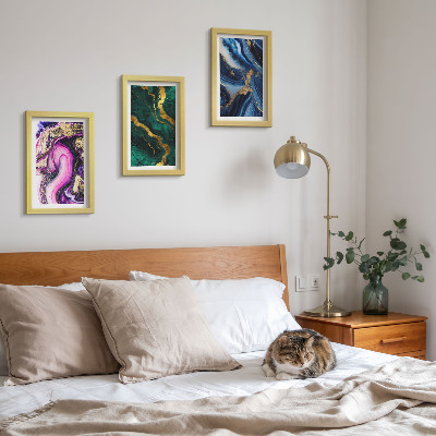 Set 3 tablouri Modele abstracte în nuanțe de roz, verde și albastru