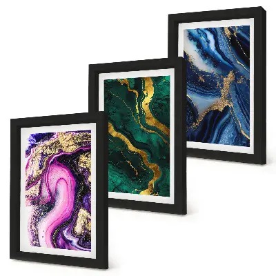 Set 3 tablouri cu modele abstracte în nuanțe de roz, verde și albastru