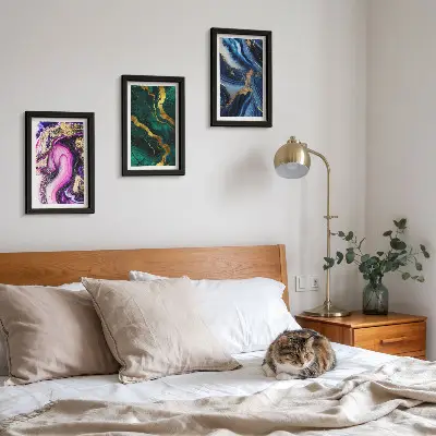 Set 3 tablouri cu modele abstracte în nuanțe de roz, verde și albastru