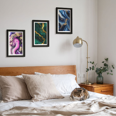Set 3 tablouri Modele abstracte în nuanțe de roz, verde și albastru