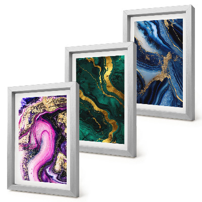 Set 3 tablouri Modele abstracte în nuanțe de roz, verde și albastru