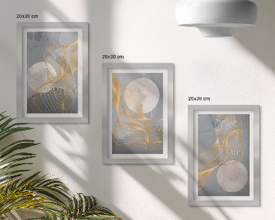 Galerie de perete Modele abstracte cu valuri și cercuri pe un fundal gri