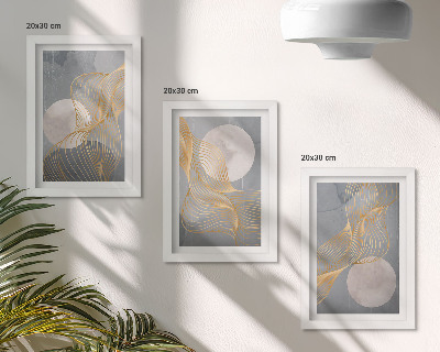 Galerie de perete Modele abstracte cu valuri și cercuri pe un fundal gri