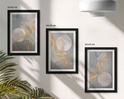 Galerie de perete Modele abstracte cu valuri și cercuri pe un fundal gri