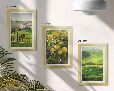 Set 3 tablouri Peisaje italiene cu citrice și dealuri verzi