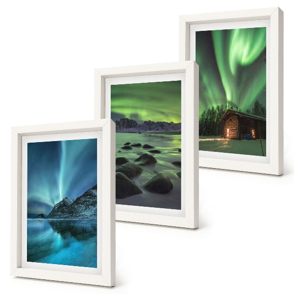 Galerie de perete Peisaje de iarnă cu Aurora Boreală peste munți
