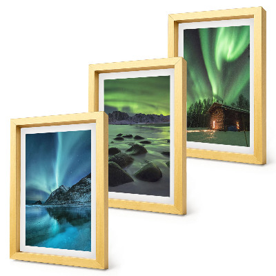 Galerie de perete Peisaje de iarnă cu Aurora Boreală peste munți