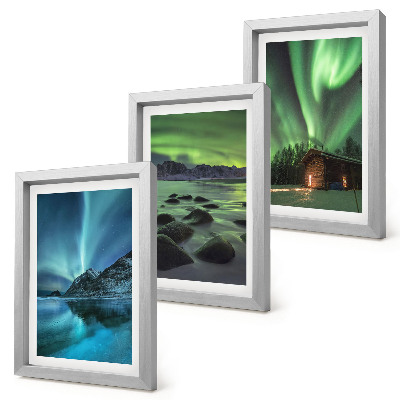 Galerie de perete Peisaje de iarnă cu Aurora Boreală peste munți