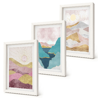 Galerie de perete Peisaje abstracte cu munți și soare