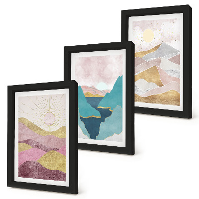 Galerie de perete Peisaje abstracte cu munți și soare