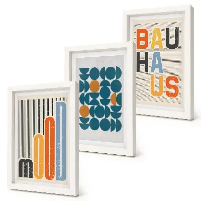 Galerie de perete cu postere având modele geometrice în stil Bauhaus