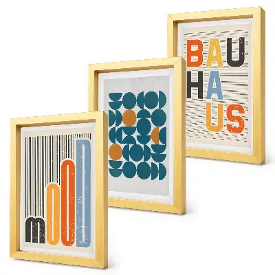 Galerie de perete cu postere având modele geometrice în stil Bauhaus