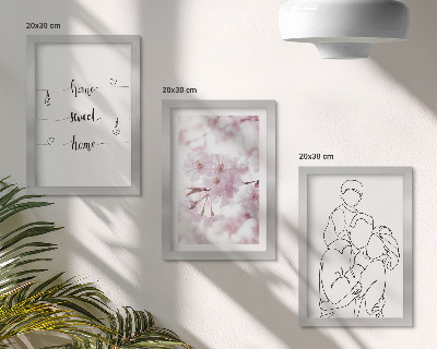 Set 3 tablouri Flori și familie într-un design minimalist