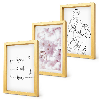 Set 3 tablouri Flori și familie într-un design minimalist