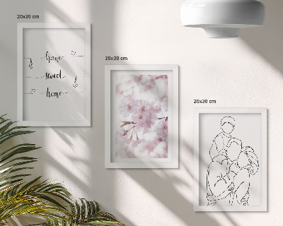 Set 3 tablouri Flori și familie într-un design minimalist
