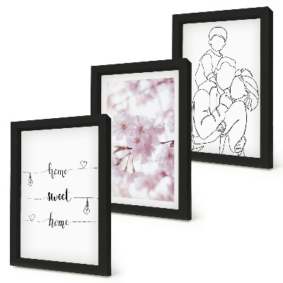 Set 3 tablouri Flori și familie într-un design minimalist