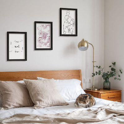 Set 3 tablouri Flori și familie într-un design minimalist